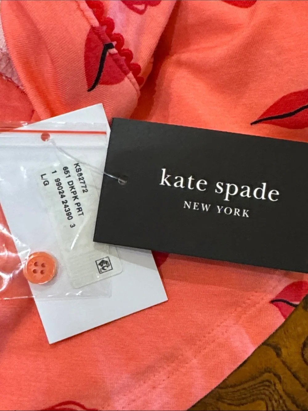 kate spade Coral Pink Lip-Print Pajama Set